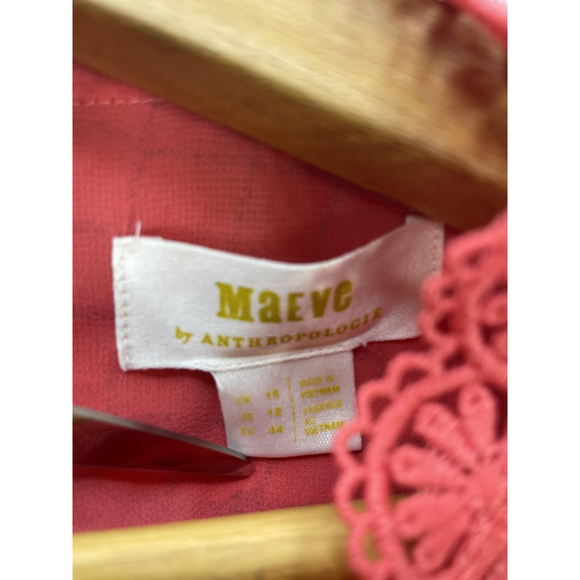 Maeve Anthropologie Blouse Womens 12 Coral Lace Crochet Pineapple Tank Top - Picture 8 of 14